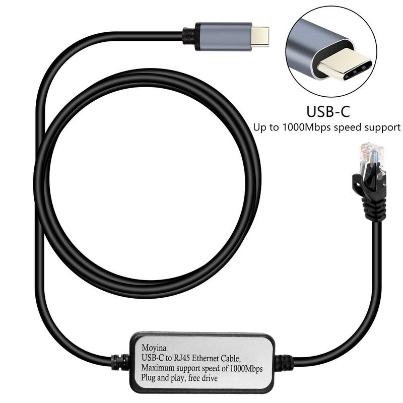 Moyina USB C to RJ45 Gigabit Ethernet Cable for MacBook Thunderbolt 3/Type-C, Windows, Chromebook, Surface Pro, Linux, Android Directly Connected to Switch, Router, Modem - Image 4